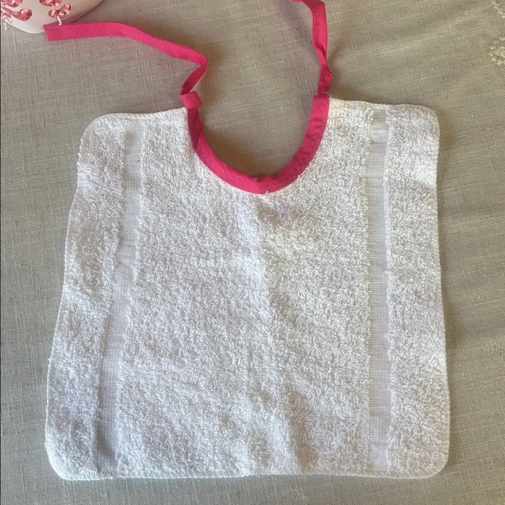 Handmade Bibs & Baby Washcloth in Heart Basket